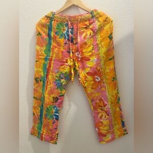 Vintage Jams World Floral Crops Wide Leg Pockets Size XS